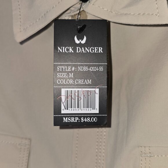 Nick Danger Button Down Polo in Cream, Men's M Style NDBS-42024-SS - Picture 3 of 4